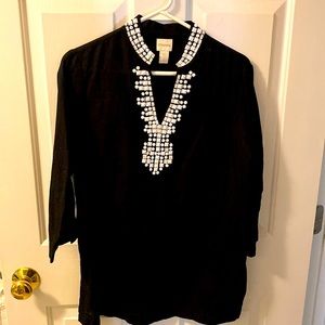 Beautiful Chico’s Size 0 beaded linen/cotton tunic.